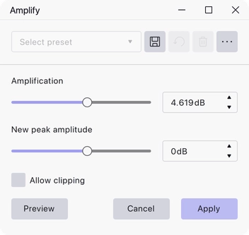 The Amplify dialog