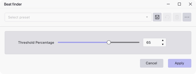 The Beat Finder dialog