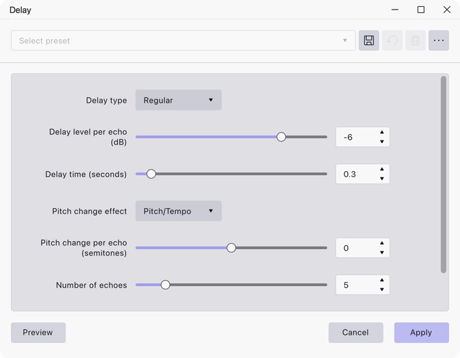The Delay dialog