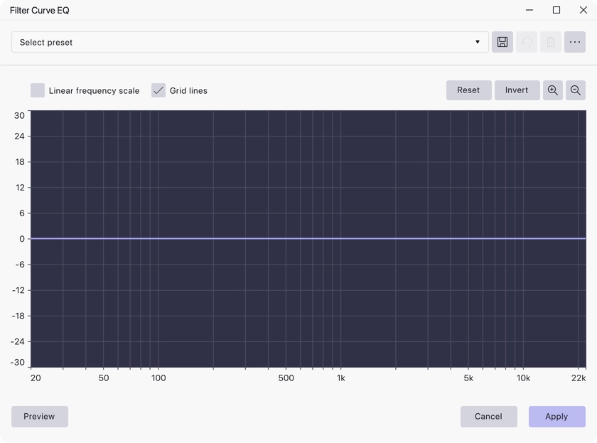 The Filter Curve EQ dialog