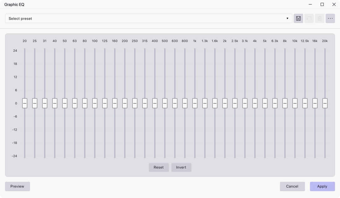 The Graphic EQ dialog