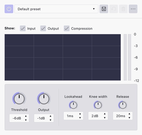 The Limiter realtime effect, as it appears in a track's effects stack