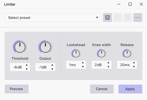The Limiter dialog