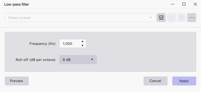 The Low-pass Filter dialog