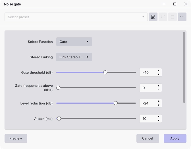The Noise Gate dialog