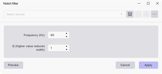 The Notch Filter dialog