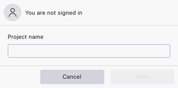 The Save to audio.com dialog, with the project name field