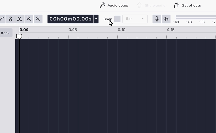 The Snap checkbox and interval dropdown ringed in the toolbar