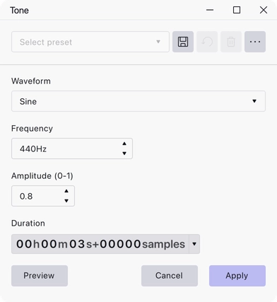 The Tone dialog