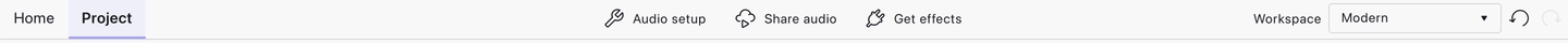 The Project toolbar: tabs, hotbar, workspace selector, undo and redo