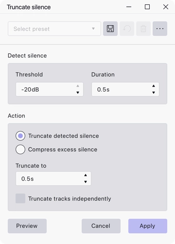 The Truncate Silence dialog